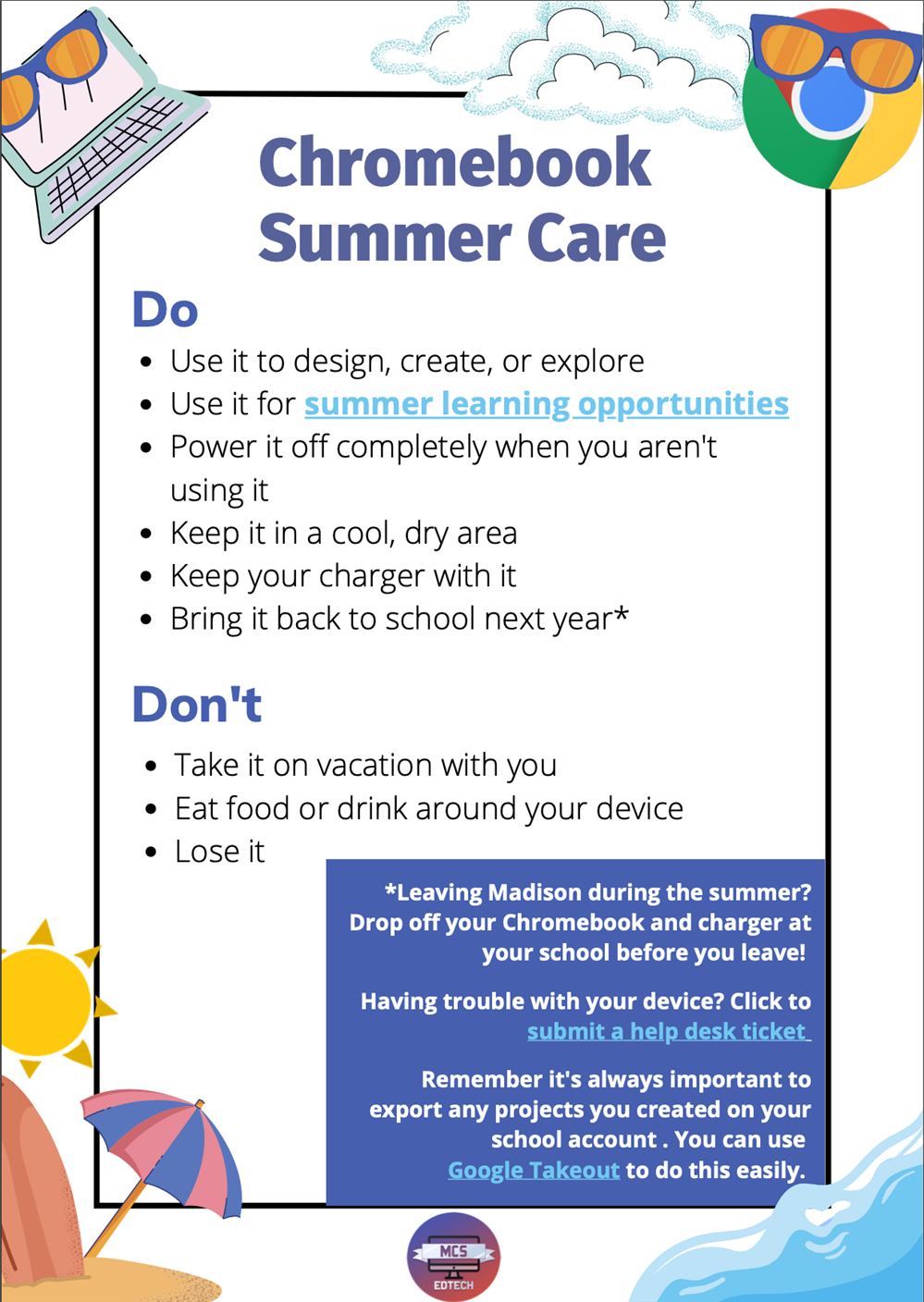  Summer Chromebook Care